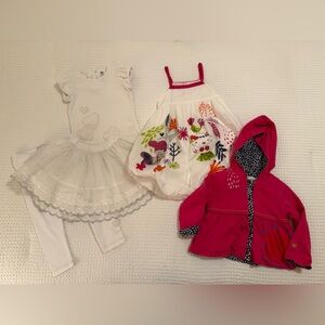 Catimini size 2 dress and jacket set, shirt/shirt/leggings set.